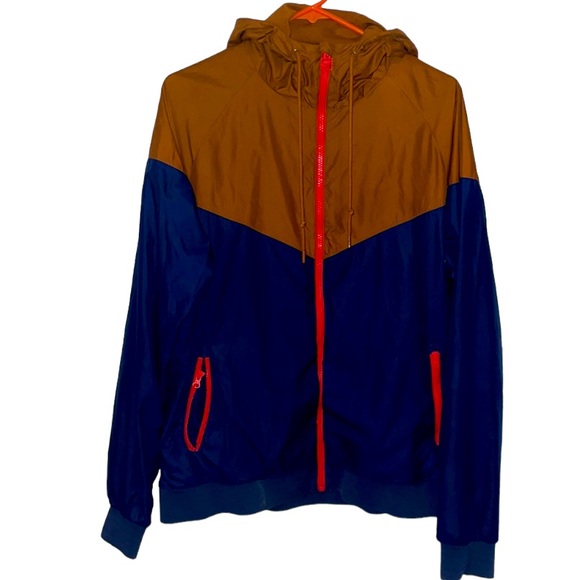 Nike Other - Men’s Nike Windbreaker zip up hoodie track jacket color block brown blue light